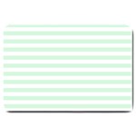 Horizontal Stripes - White and Pastel Green Large Doormat