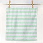 Horizontal Stripes - White and Pastel Green Face Towel