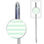 Horizontal Stripes - White and Pastel Green Book Mark