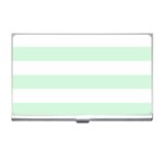 Horizontal Stripes - White and Pastel Green Business Card Holder