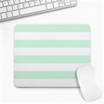 Horizontal Stripes - White and Pastel Green Large Mousepad