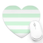 Horizontal Stripes - White and Pastel Green Heart Mousepad
