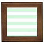 Horizontal Stripes - White and Pastel Green Framed Tile