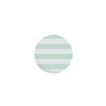 Horizontal Stripes - White and Pastel Green 1  Mini Button
