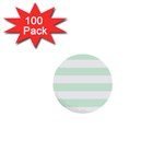 Horizontal Stripes - White and Pastel Green 1  Mini Button (100 pack)