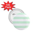 Horizontal Stripes - White and Pastel Green 1.75  Button (100 pack)