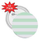 Horizontal Stripes - White and Pastel Green 2.25  Button (10 pack)
