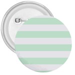 Horizontal Stripes - White and Pastel Green 3  Button