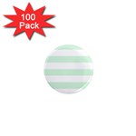Horizontal Stripes - White and Pastel Green 1  Mini Magnet (100 pack)