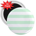 Horizontal Stripes - White and Pastel Green 3  Magnet (10 pack)