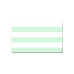 Horizontal Stripes - White and Pastel Green Magnet (Name Card)