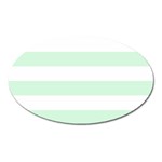 Horizontal Stripes - White and Pastel Green Magnet (Oval)
