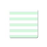 Horizontal Stripes - White and Pastel Green Magnet (Square)