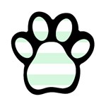 Horizontal Stripes - White and Pastel Green Magnet (Paw Print)