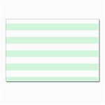 Horizontal Stripes - White and Pastel Green Postcard 4  x 6 