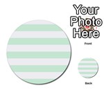 Horizontal Stripes - White and Pastel Green Multi-purpose Cards (Round)