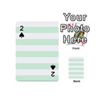 Horizontal Stripes - White and Pastel Green Playing Cards 54 (Mini)