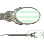 Horizontal Stripes - White and Pastel Green Letter Opener