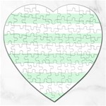 Horizontal Stripes - White and Pastel Green Jigsaw Puzzle (Heart)