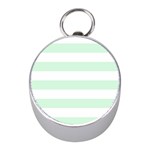 Horizontal Stripes - White and Pastel Green Silver Compass (Mini)