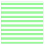 Horizontal Stripes - White and Light Green Large Satin Scarf (Square)