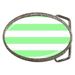 Horizontal Stripes - White and Light Green Belt Buckle