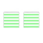 Horizontal Stripes - White and Light Green Cufflinks (Square)