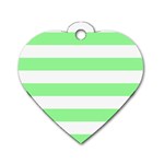 Horizontal Stripes - White and Light Green Dog Tag Heart (Two Sides)