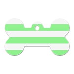 Horizontal Stripes - White and Light Green Dog Tag Bone (One Side)