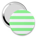 Horizontal Stripes - White and Light Green 3  Handbag Mirror