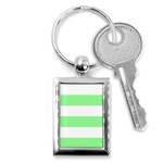 Horizontal Stripes - White and Light Green Key Chain (Rectangle)