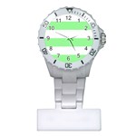 Horizontal Stripes - White and Light Green Nurses Watch