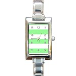 Horizontal Stripes - White and Light Green Rectangle Italian Charm Watch