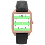 Horizontal Stripes - White and Light Green Rose Gold Leather Watch