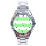 Horizontal Stripes - White and Light Green Stainless Steel Analogue Watch