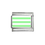 Horizontal Stripes - White and Light Green Italian Charm (9mm)