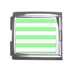 Horizontal Stripes - White and Light Green Mega Link Italian Charm (18mm)