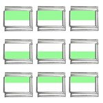 Horizontal Stripes - White and Light Green 9mm Italian Charm (9 pack)