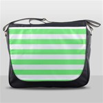 Horizontal Stripes - White and Light Green Messenger Bag