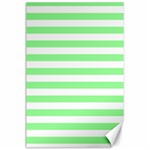 Horizontal Stripes - White and Light Green Canvas 24  x 36 