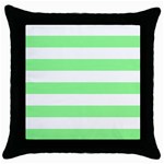 Horizontal Stripes - White and Light Green Throw Pillow Case (Black)