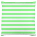 Horizontal Stripes - White and Light Green Large Cushion Case (Two Sides)