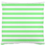 Horizontal Stripes - White and Light Green Large Flano Cushion Case (Two Sides)