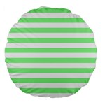 Horizontal Stripes - White and Light Green Large 18  Premium Round Cushion
