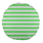 Horizontal Stripes - White and Light Green Large 18  Premium Flano Round Cushion