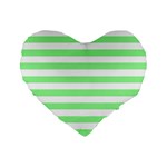 Horizontal Stripes - White and Light Green Standard 16  Premium Heart Shape Cushion