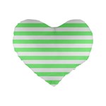 Horizontal Stripes - White and Light Green Standard 16  Premium Flano Heart Shape Cushion