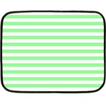 Horizontal Stripes - White and Light Green Double Sided Fleece Blanket (Mini)