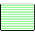 Horizontal Stripes - White and Light Green Double Sided Fleece Blanket (Medium) (Two Sides)