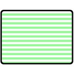 Horizontal Stripes - White and Light Green Double Sided Fleece Blanket (Large) (Two Sides)